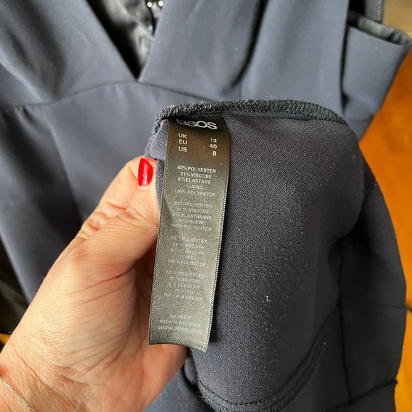 ASOS‎ Navy Bodycon Plunge Front Dress in Size 8 - Picture 6 of 9